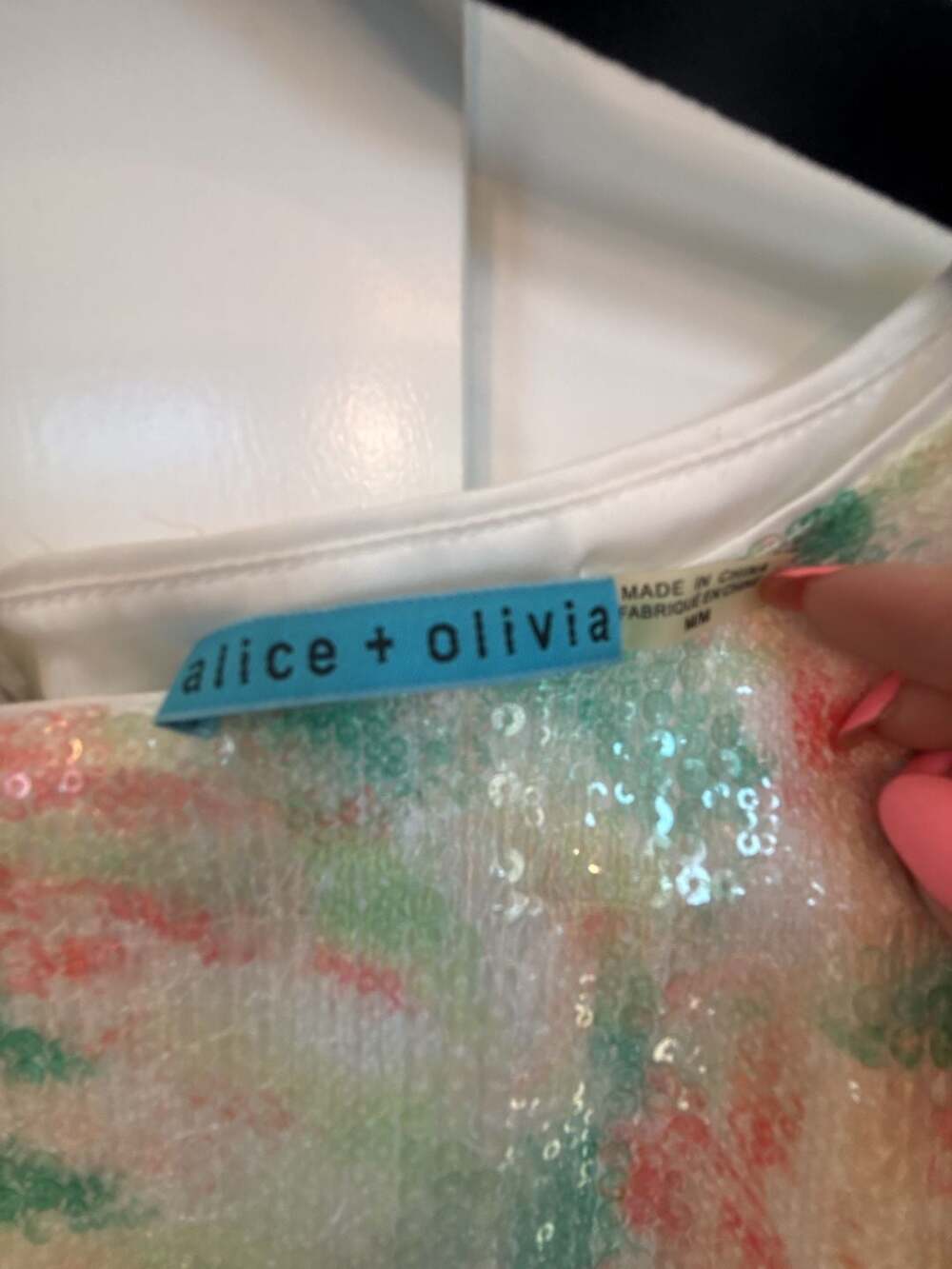 alice + olivia Rosie Abstract Garden Sequined Peplum Top - Picture 3 of 9